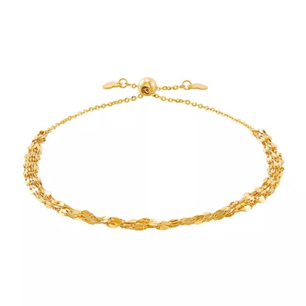 Italian Gold Polished Solid 5 Strand Mirror Bolo Bracelet In 10k Yellow Gold 300$